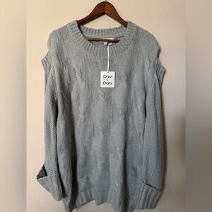 DAVI & DANI Light Gray Cable Knit Sweater NWT